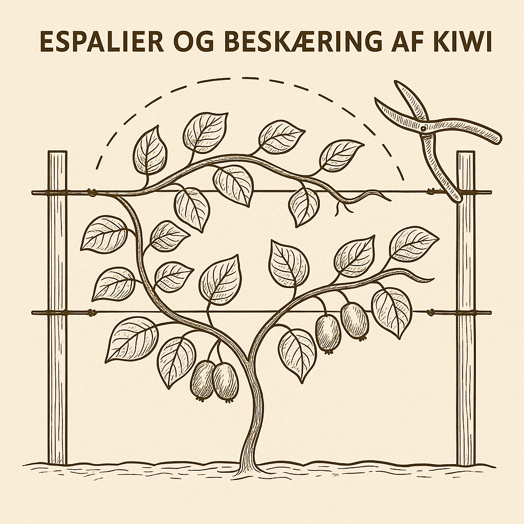 Stikkelsbærkiwi på espalie