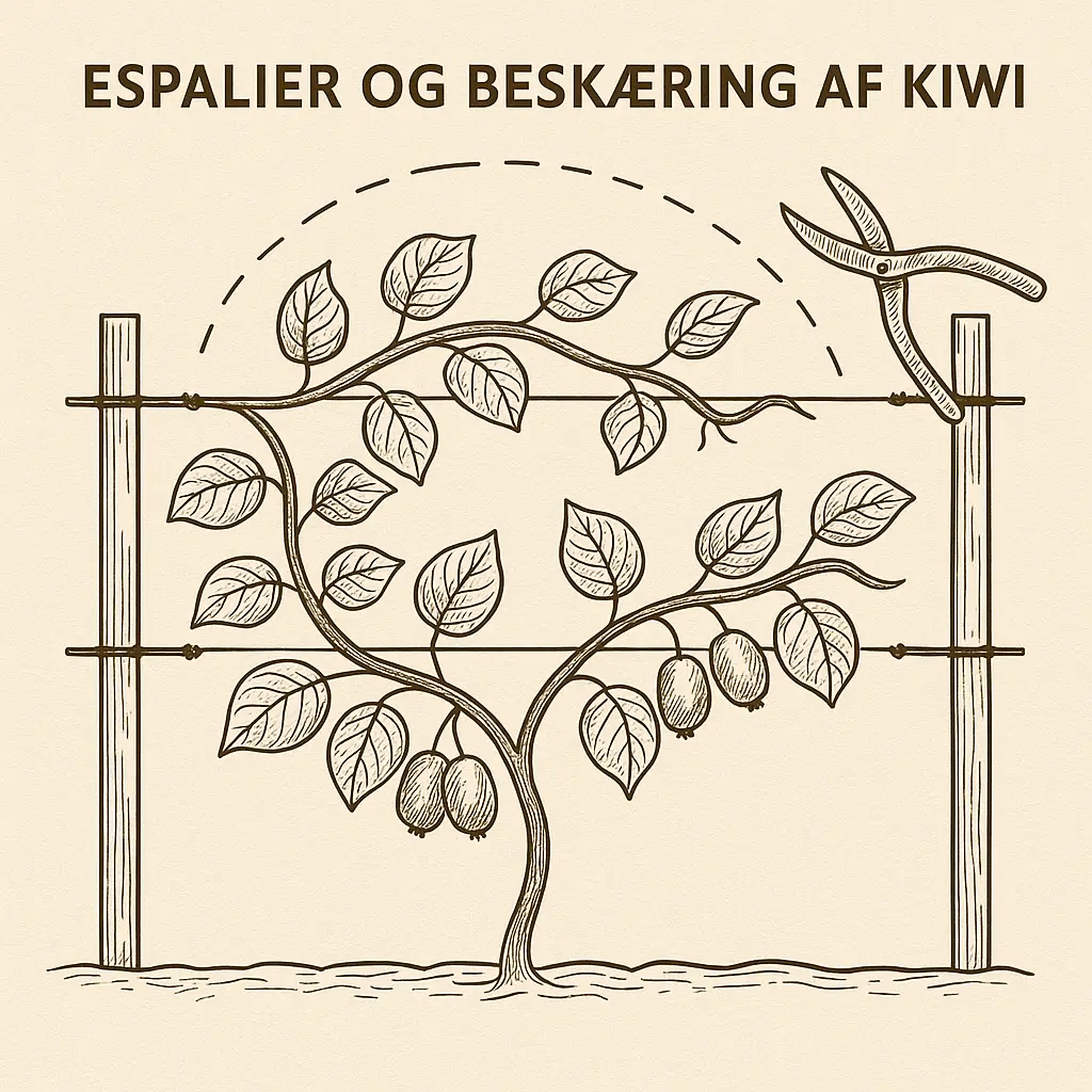 Stikkelsbærkiwi på espalie