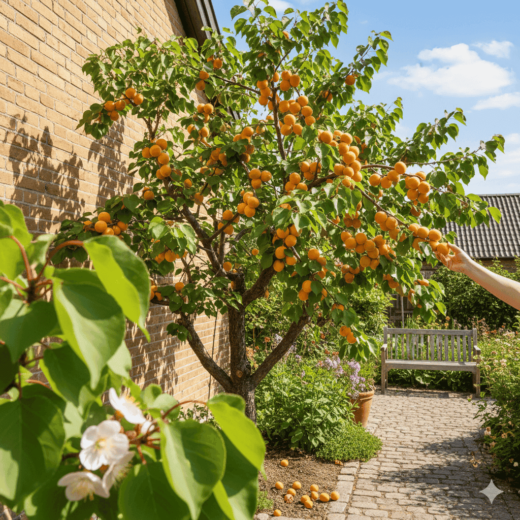 Abrikostræ i en dansk have