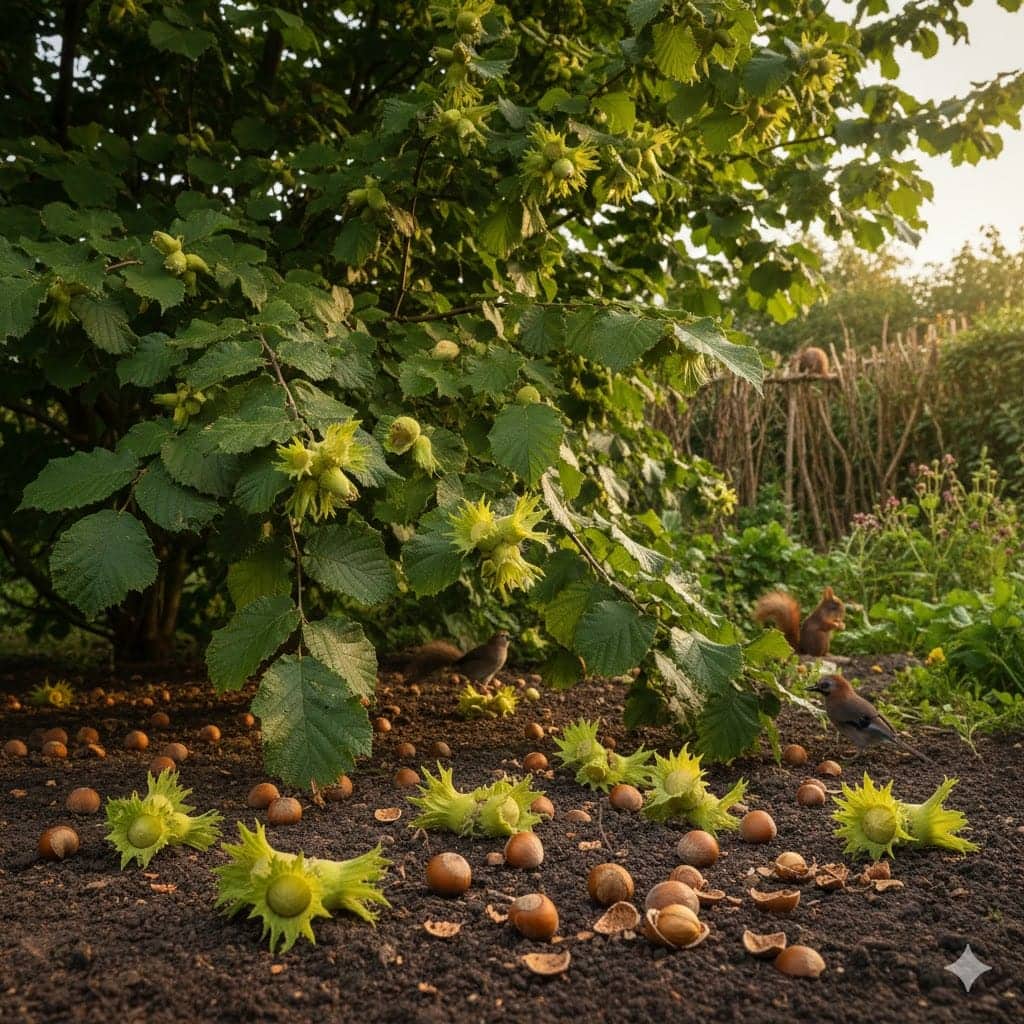 Hasseltræ i en dansk have